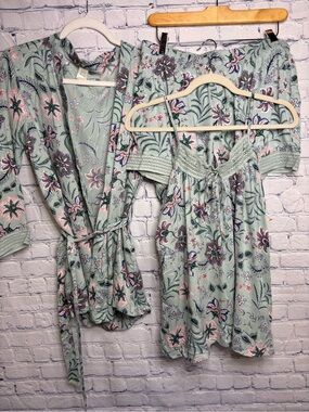 Japna Lounge Floral Three-Piece Cottagecore Loungewear Co Ord Pajama Set L